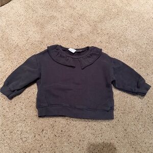Zara Dark Gray Collared Crew Neck Sweatshirt